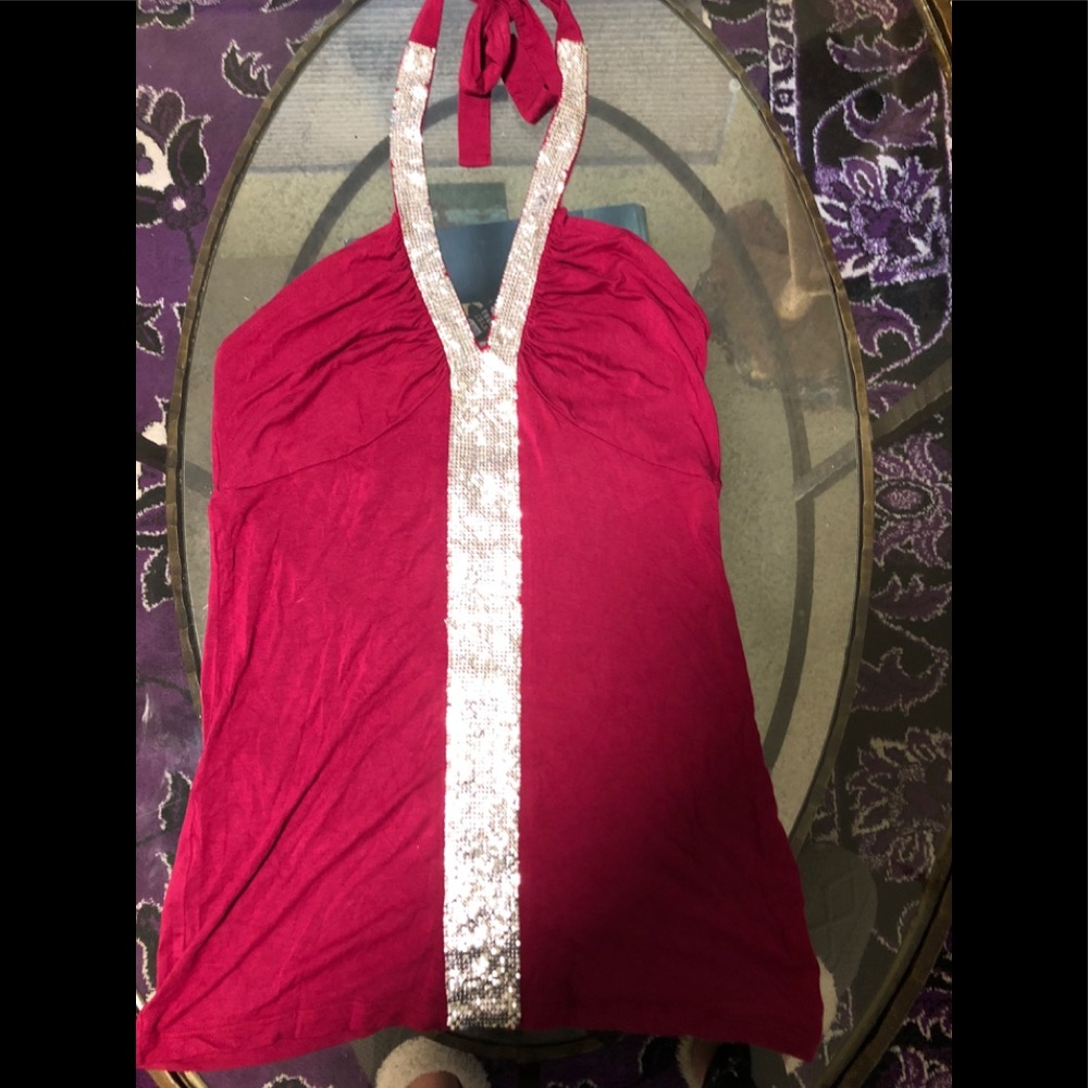 Sequence Burgundy Halter Top- Burgundy GUC